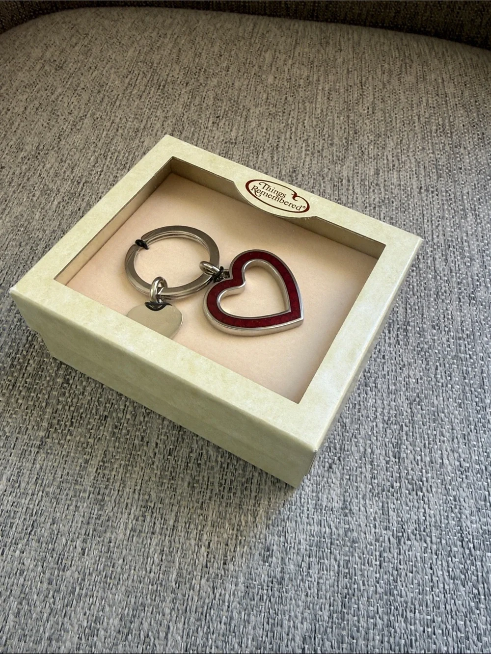 Things Remembered Keychain Silver & Red Enamel Heart w Engravable 💗 tag  518026